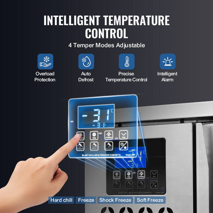 Commercial Blast Freezer, 80 L / 2.8 Cu.ft Blast Chiller with 3 Trays,